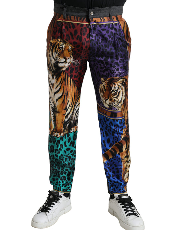 Multicolor Tiger Cotton Loose Denim Jeans