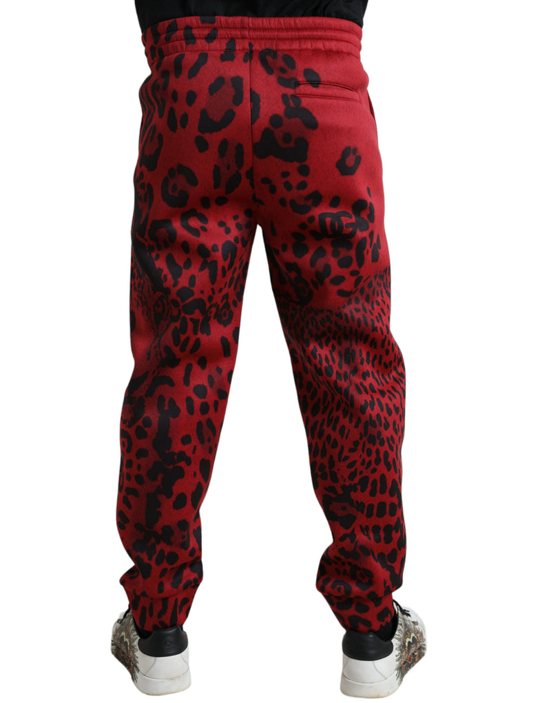 Red Black Leopard Stretch Jogger Pants