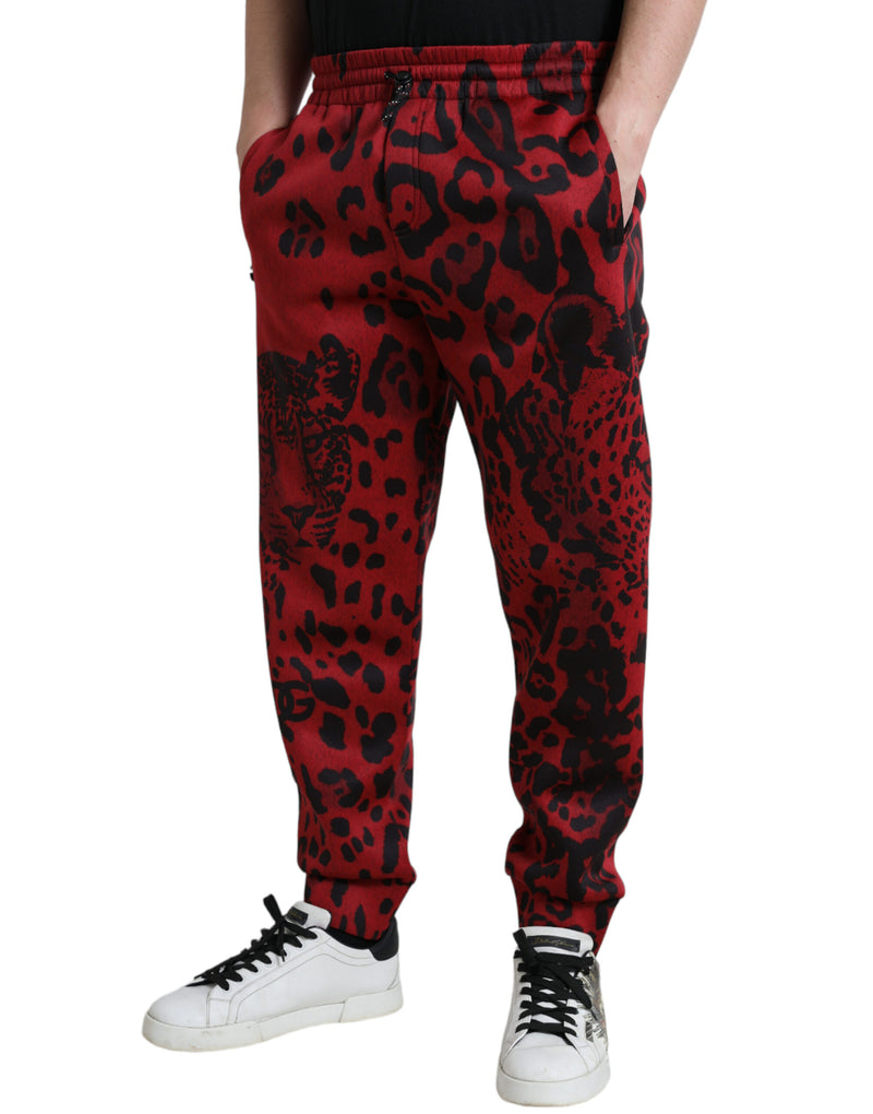 Red Black Leopard Stretch Jogger Pants