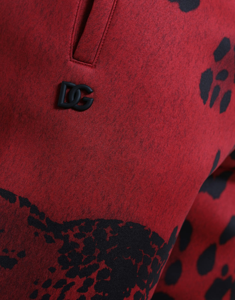 Red Black Leopard Stretch Jogger Pants