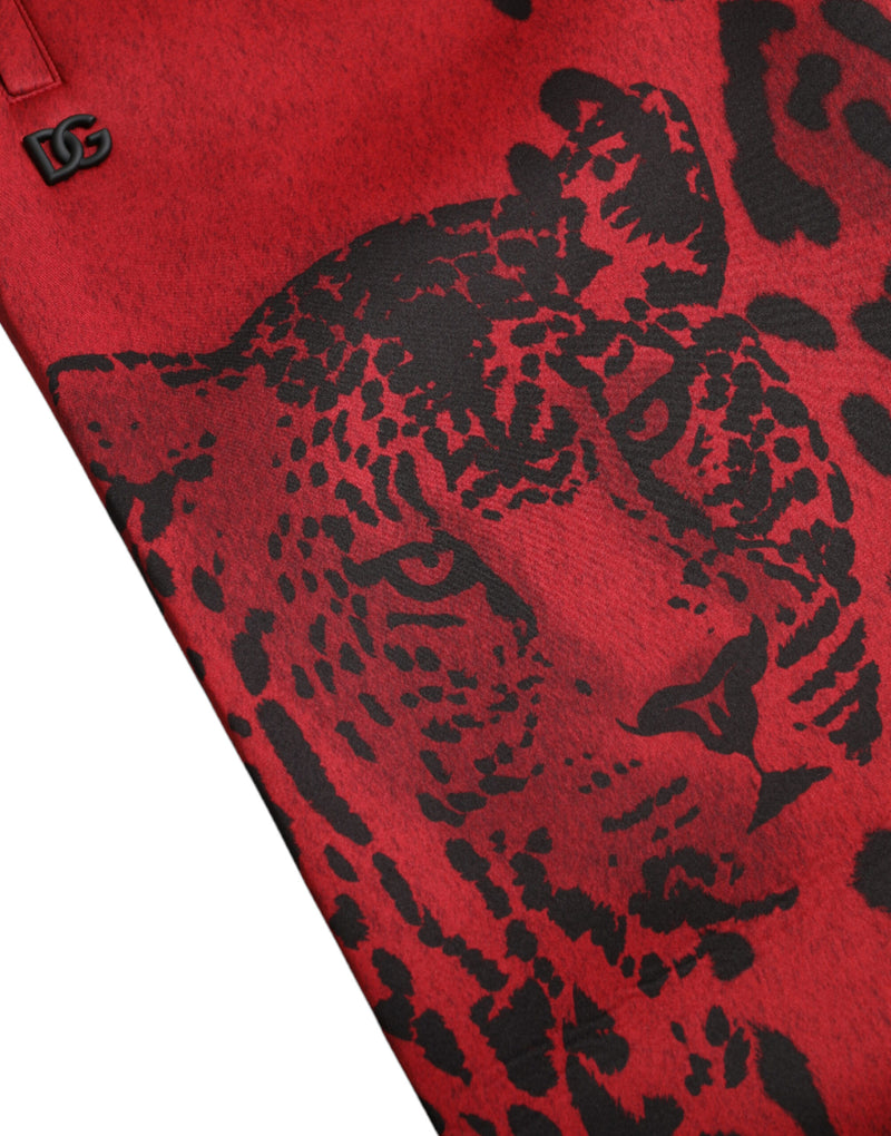 Red Black Leopard Stretch Jogger Pants