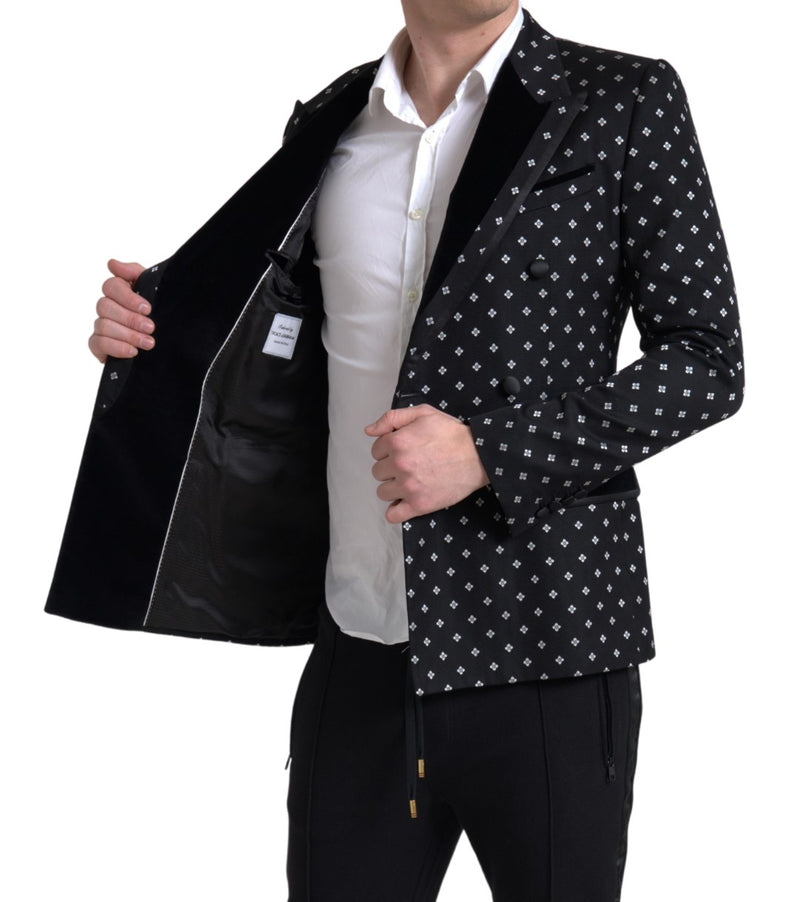 Black Slim Fit Double Breasted Blazer