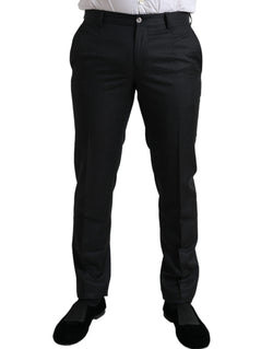 Black Slim Cotton Formal Dress Pants