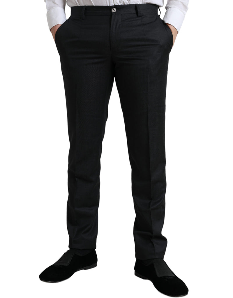 Black Slim Cotton Formal Dress Pants