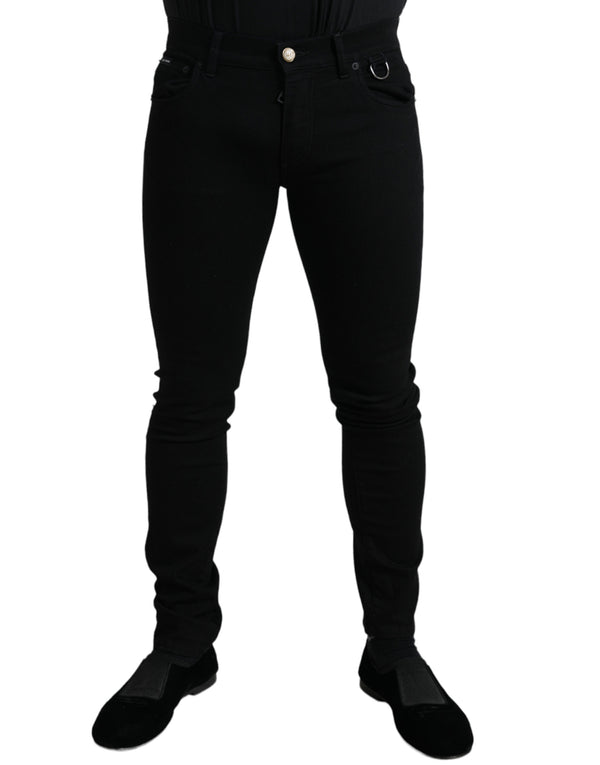 Black Cotton Stretch Skinny Denim Jeans