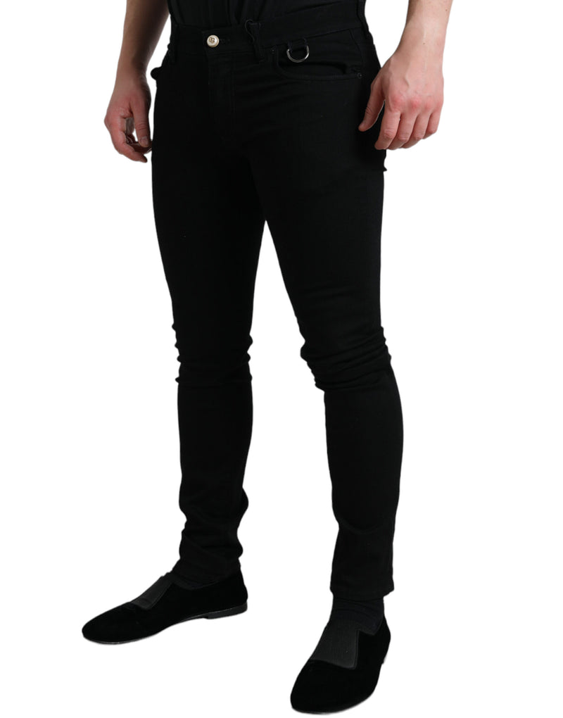 Black Cotton Stretch Skinny Denim Jeans