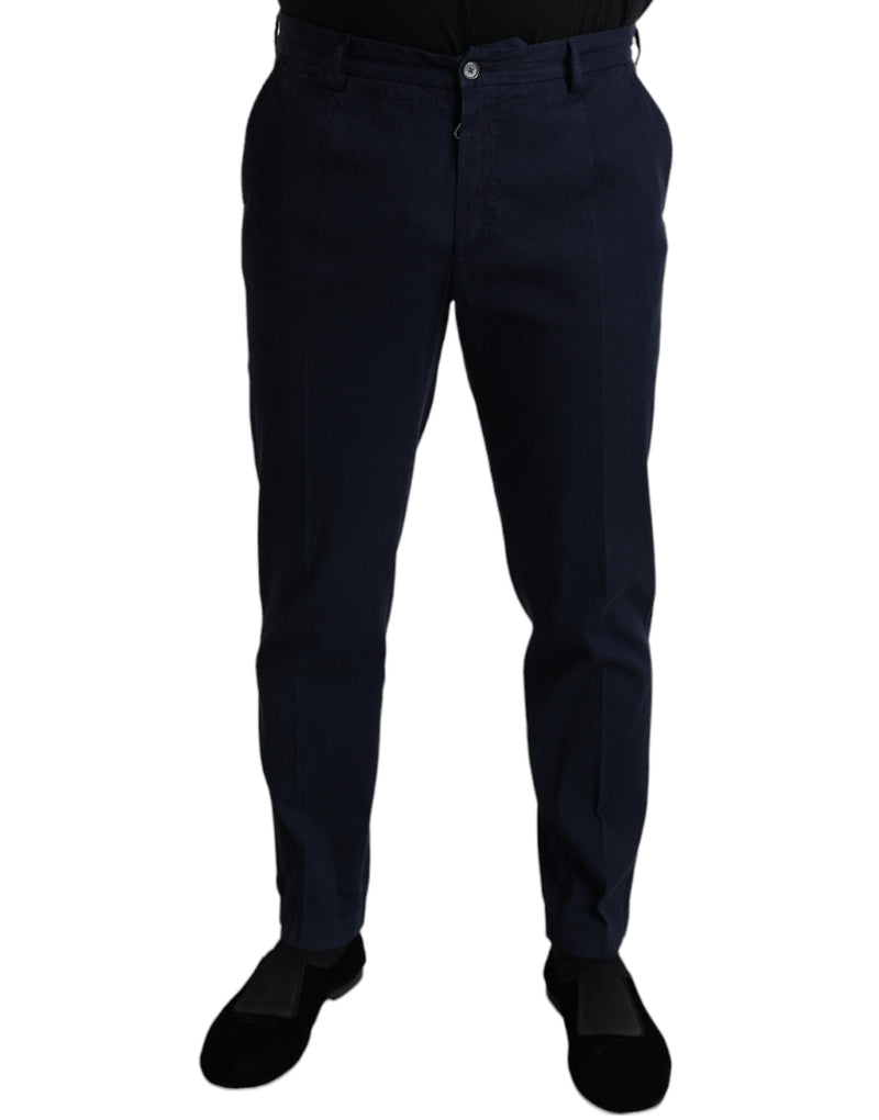 Dark Blue Cotton Stretch Slim Fit Dress Pants