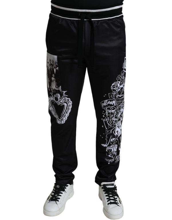 Black Sacred Heart LOVE Print Jogger Pants