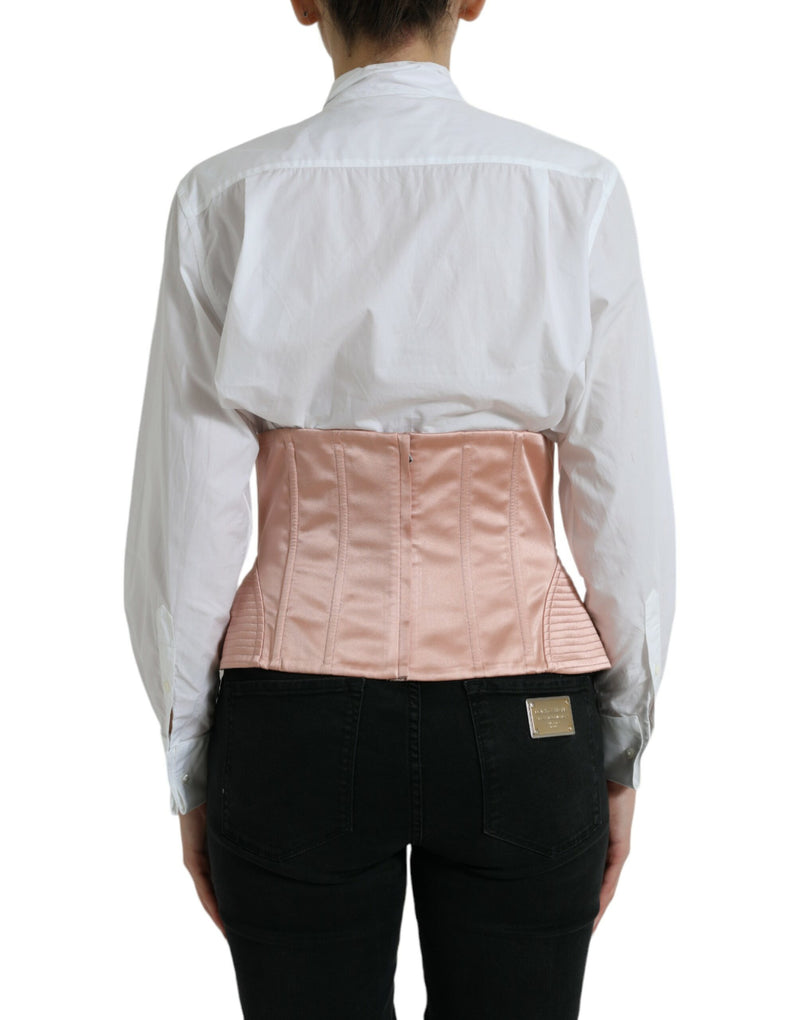 Pink Silk Stretch Belt Waist Strap Corset Top