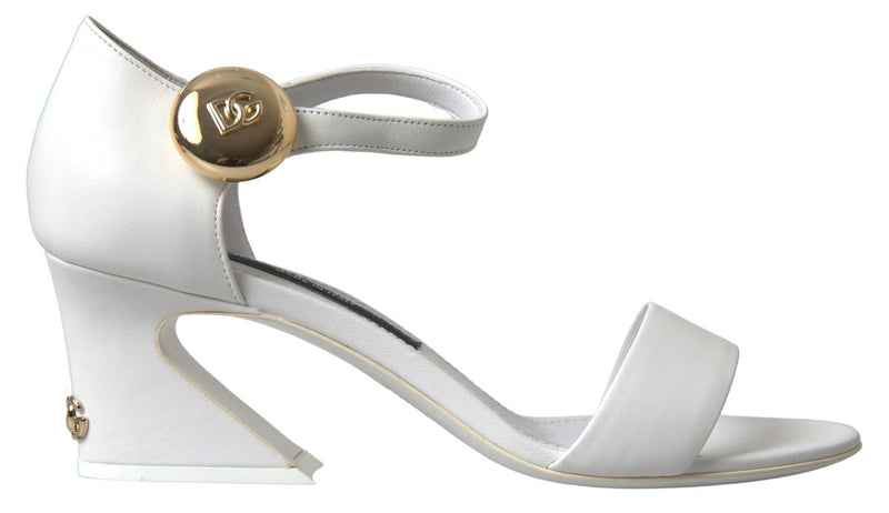 White Gold DG Ankle Strap Sandals Shoes