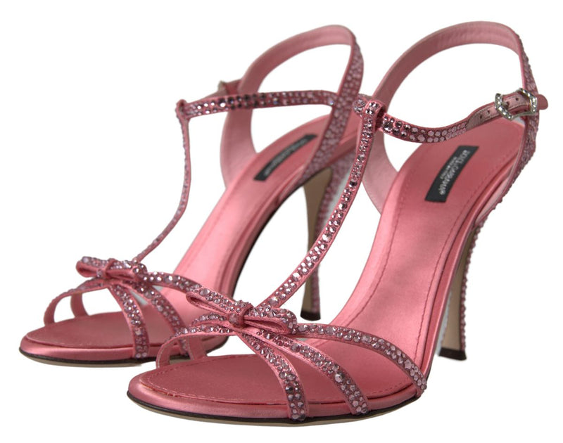 Pink Crystal Ankle Strap Shoes Sandals