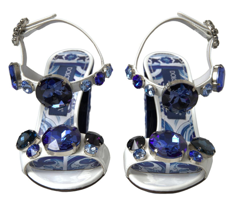 White Blue Keira Sandals Gemstone Embellishment Shoes