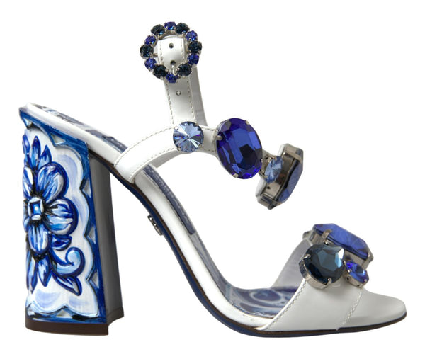 White Blue Keira Sandals Gemstone Embellishment Shoes