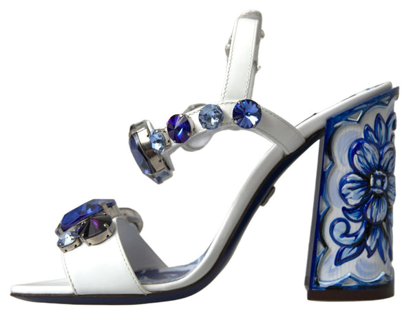 White Blue Keira Sandals Gemstone Embellishment Shoes