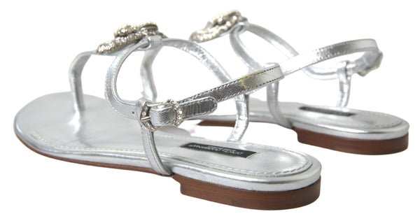 Silver with heart Embellished Flip Flops Sandals