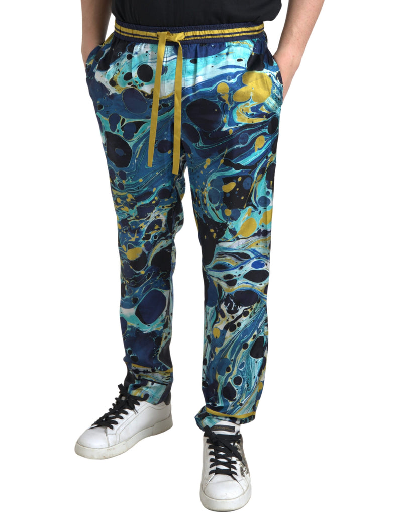 Multicolor Printed Joggers Silk Men Pants