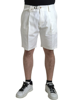 White Cotton Stretch Men Bermuda Denim Shorts