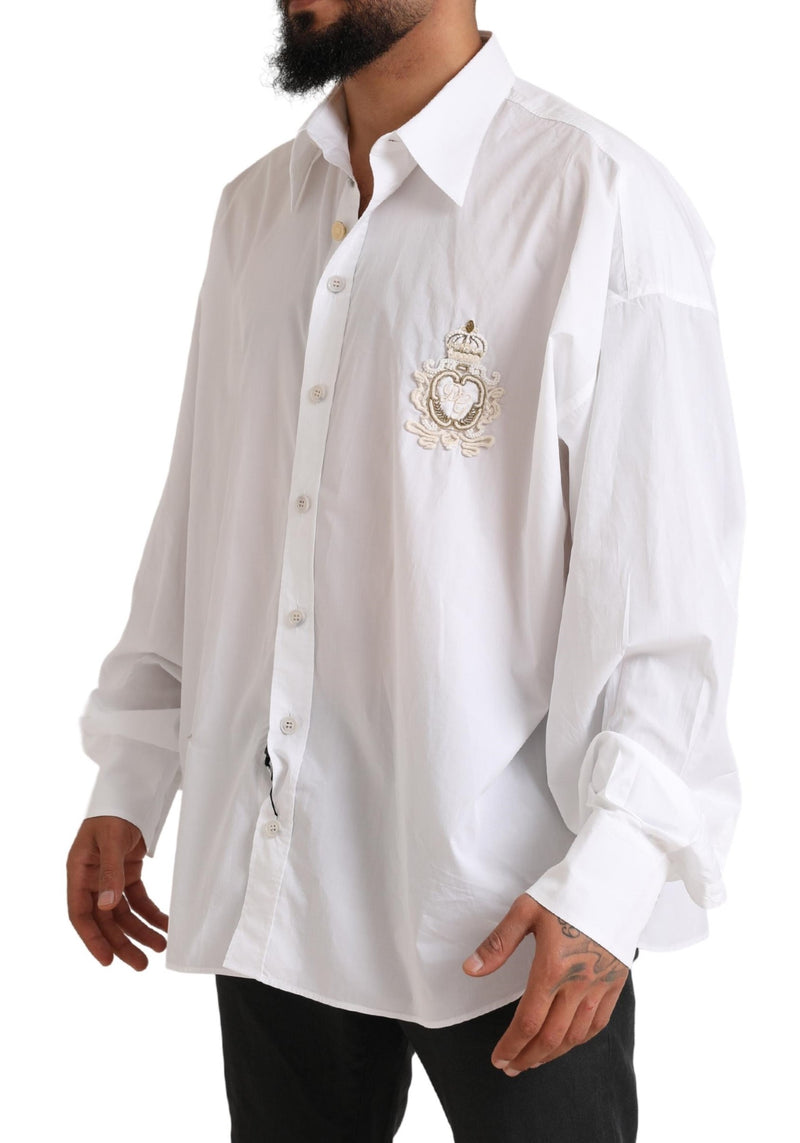 White Logo Cotton Casual Long Sleeves Shirt