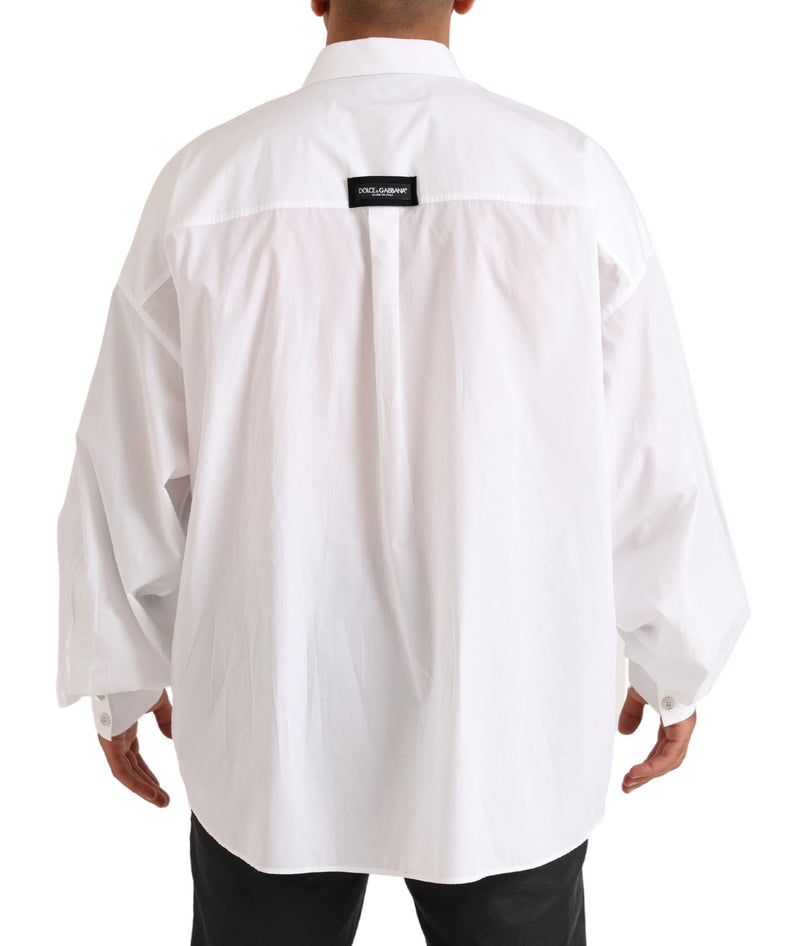 White Logo Cotton Casual Long Sleeves Shirt