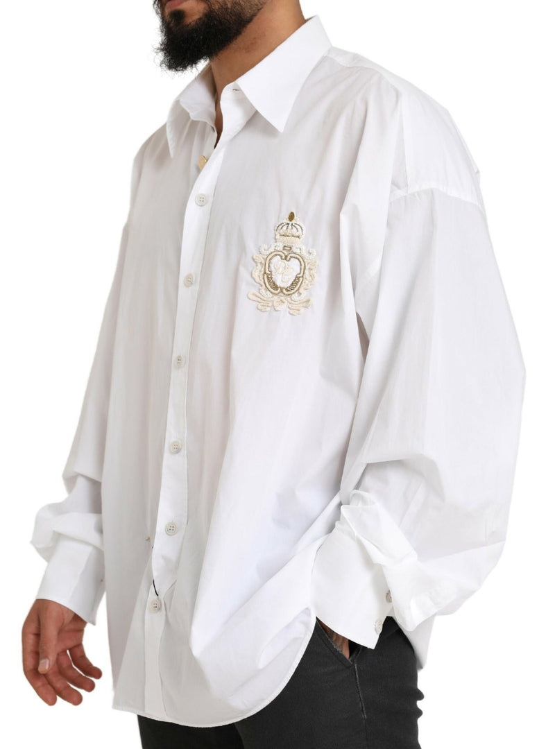 White Logo Cotton Casual Long Sleeves Shirt