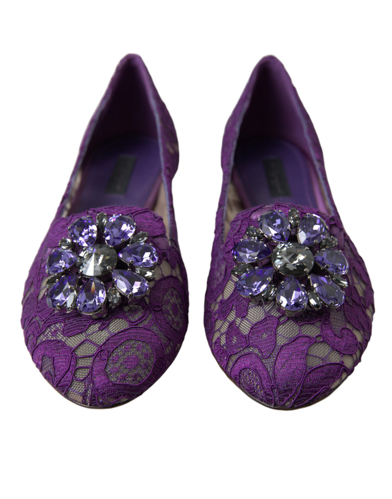 Purple Vally Taormina Lace Crystals Flats Shoes