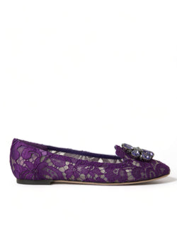 Purple Vally Taormina Lace Crystals Flats Shoes