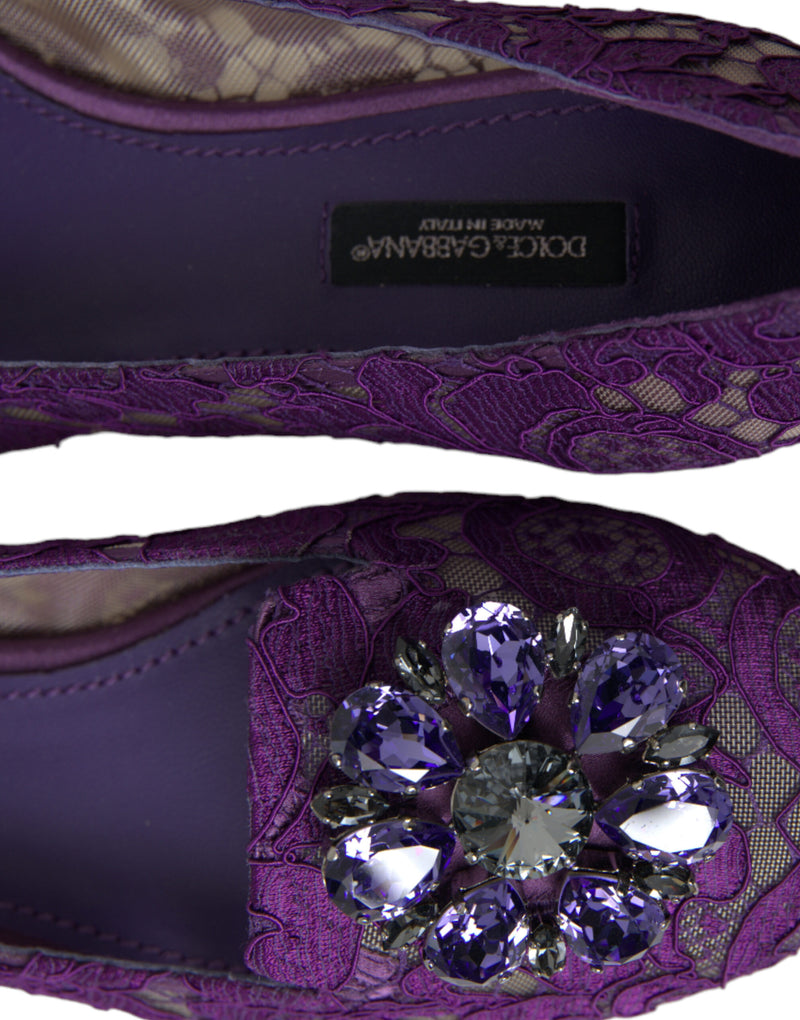 Purple Vally Taormina Lace Crystals Flats Shoes