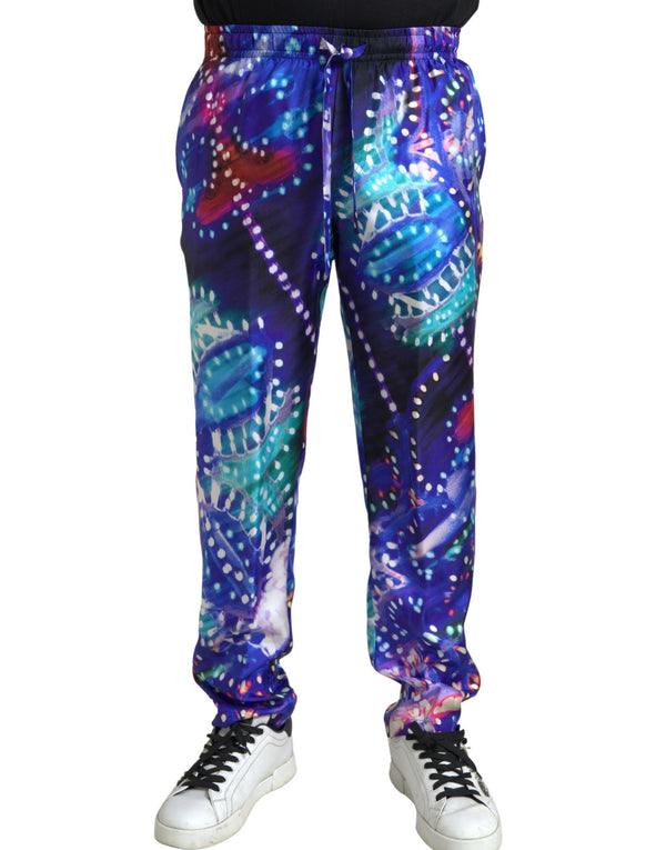 Multicolor Printed Silk Men Trouser Pants