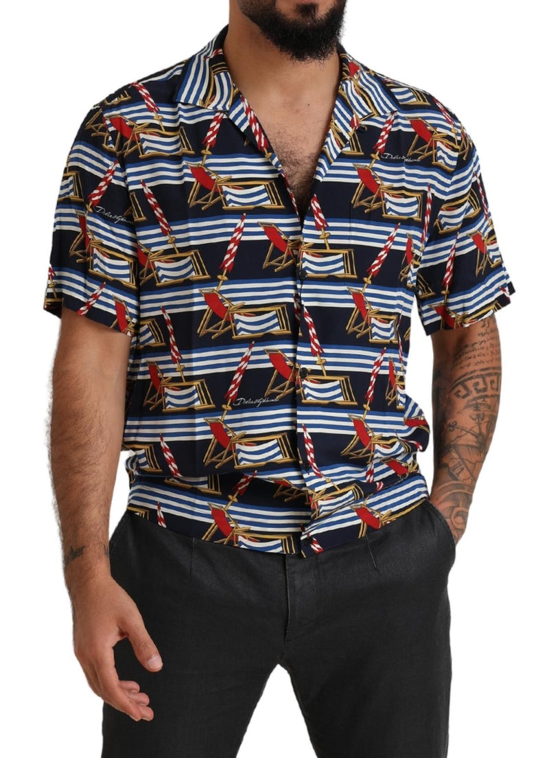 Multicolor Beach Chair Short Sleeves Shirt