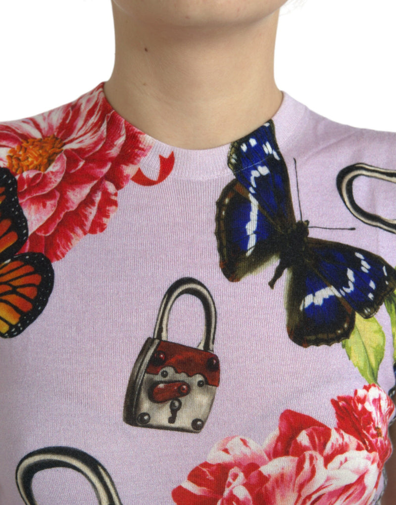 Multicolor Floral Padlock Butterfly Tank Top