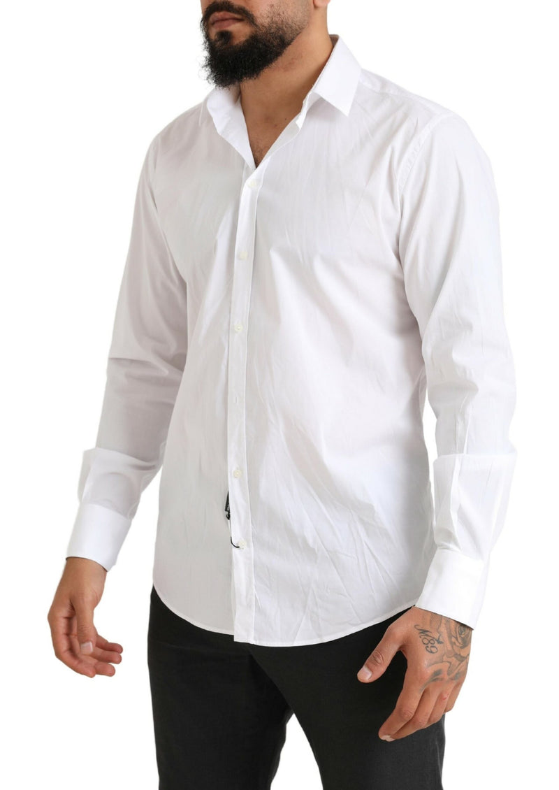 White MARTINI Cotton Blend Dress Formal Shirt