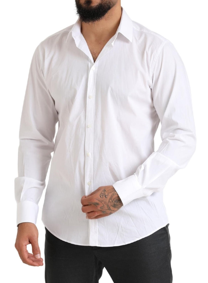 White MARTINI Cotton Blend Dress Formal Shirt