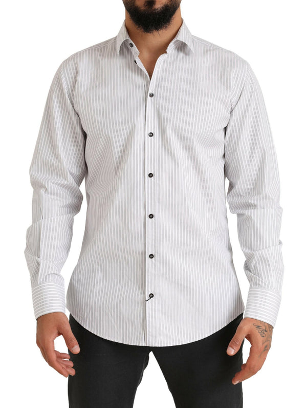 White MARTINI Cotton Stripe Dress Formal Shirt