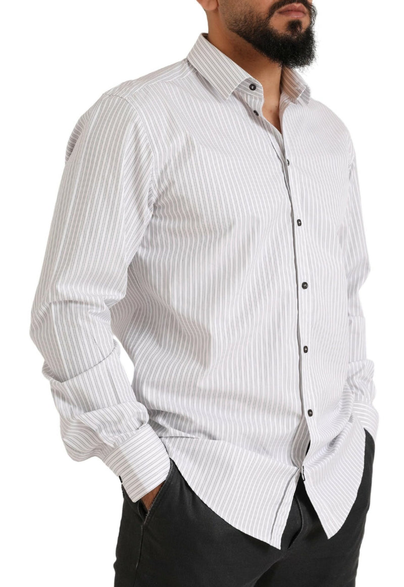 White MARTINI Cotton Stripe Dress Formal Shirt