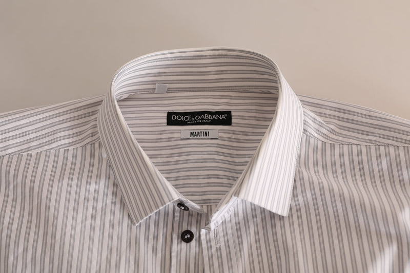 White MARTINI Cotton Stripe Dress Formal Shirt