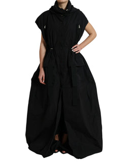 Black Nylon Short Sleeves Peplum Coat Jacket