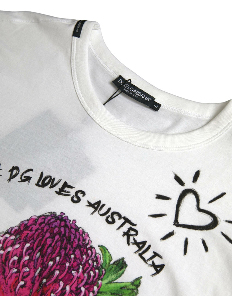 White Cotton D&G LOVES AUSTRALIA Tee T-shirt