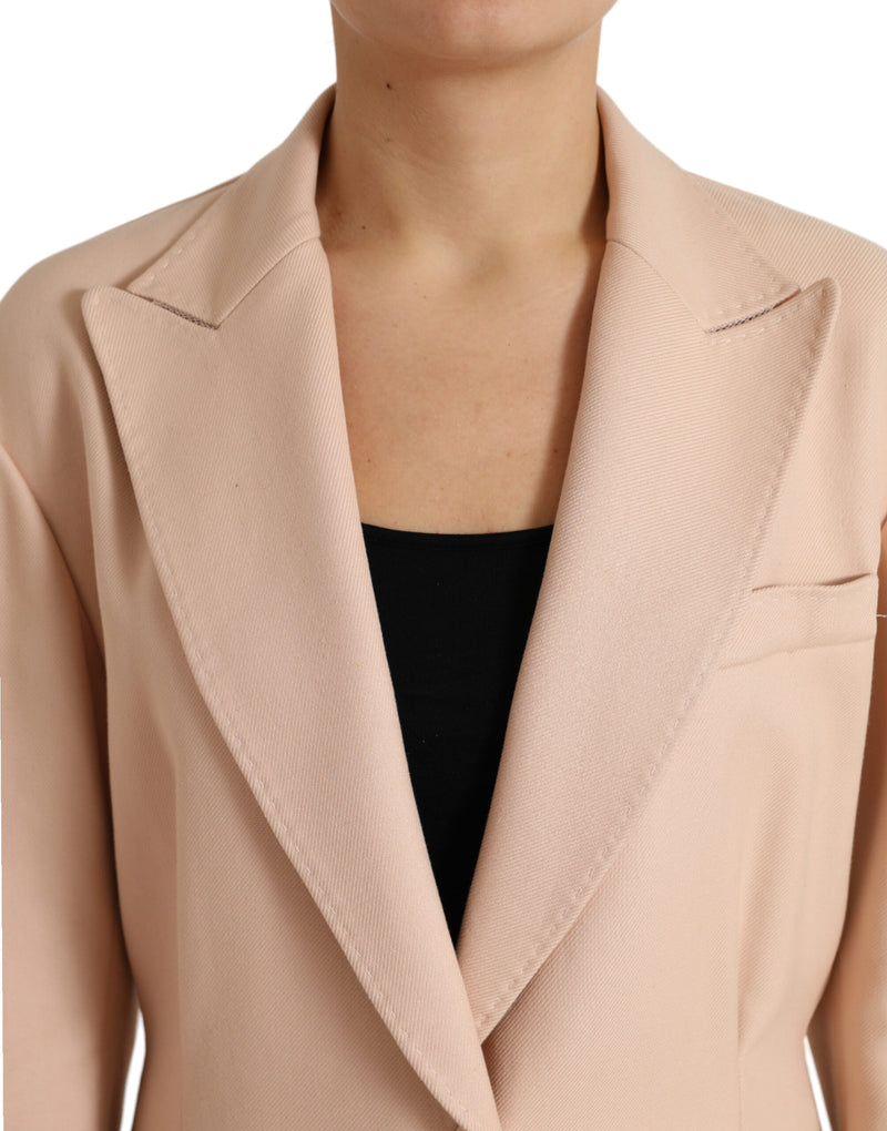 Beige Cotton Single Breasted Long Coat Jacket