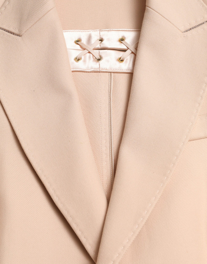 Beige Cotton Single Breasted Long Coat Jacket