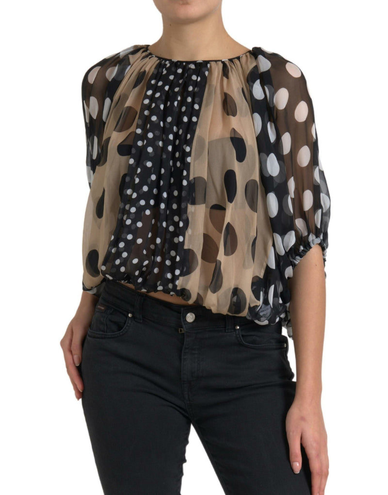 Multicolor Silk Sheer Polka Dots Blouse