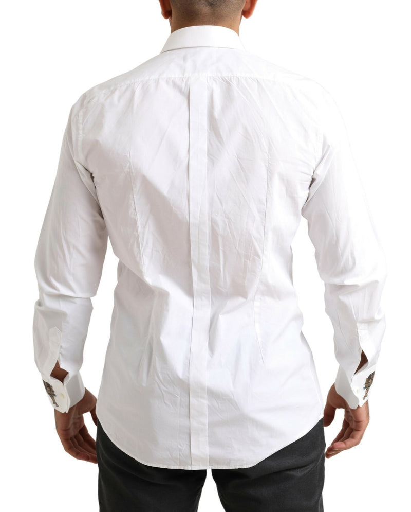 White GOLD Formal Leopard Cotton Dress Shirt