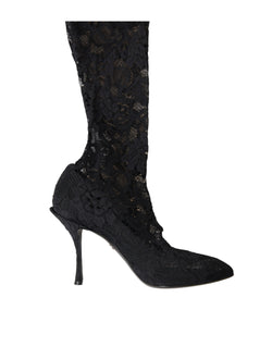 Black Stretch Socks Taormina Lace Boots Shoes