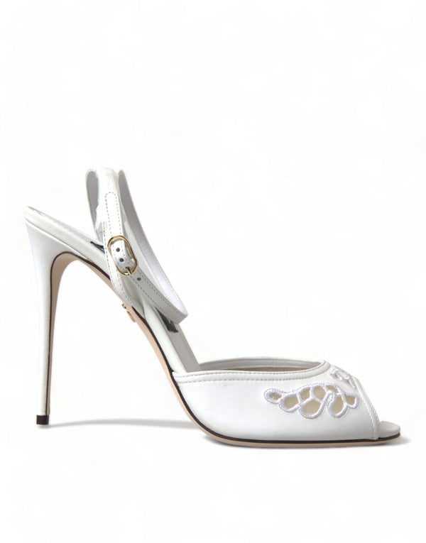 White Embroidered Ankle Strap Sandals Shoes