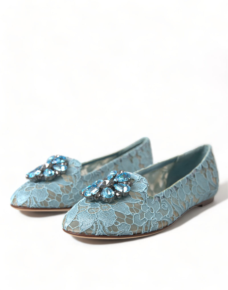 Blue Vally Taormina Lace Crystals Flats Shoes