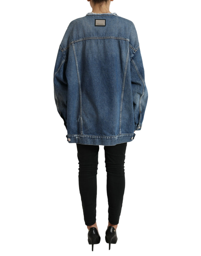 Blue Washed Cotton DENIM Jeans Coat Jacket