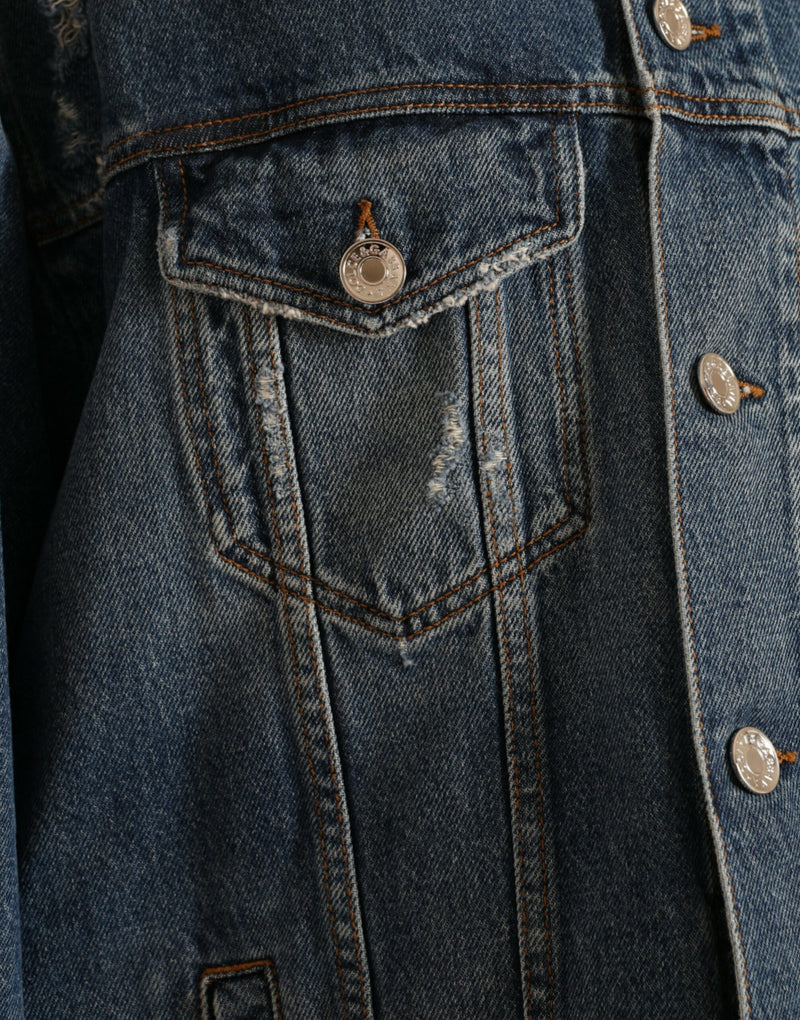 Blue Washed Cotton DENIM Jeans Coat Jacket