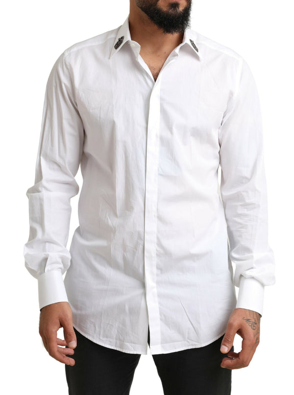 White GOLD Cotton Crown Dress Men Formal Shirt