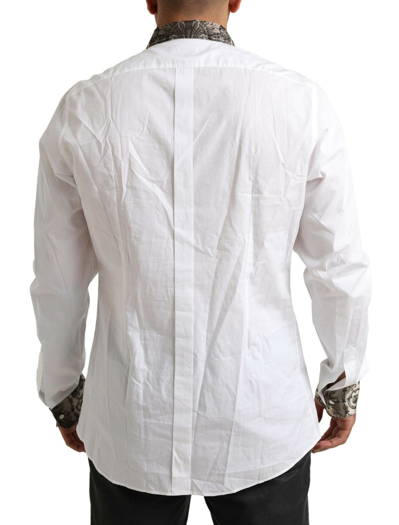 White GOLD Floral Brocade Cotton Formal Shirt