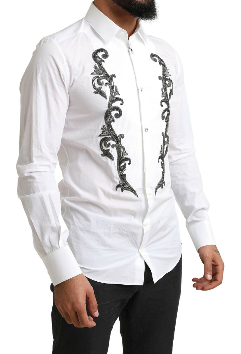 White Tuxedo Slim Fit Baroque Shirt