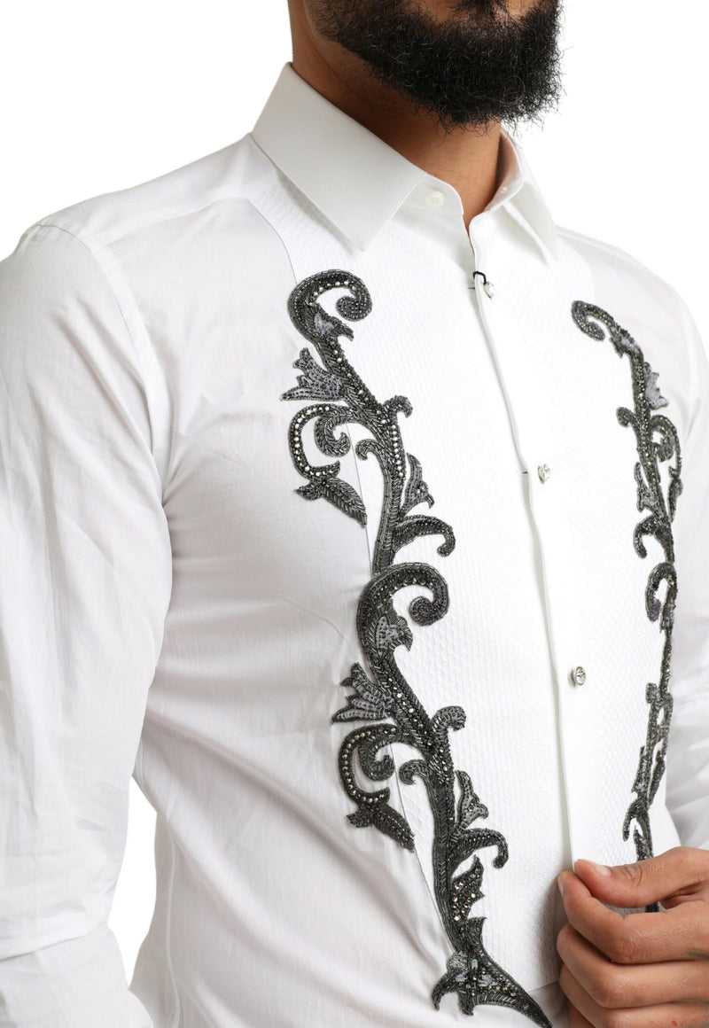 White Tuxedo Slim Fit Baroque Shirt